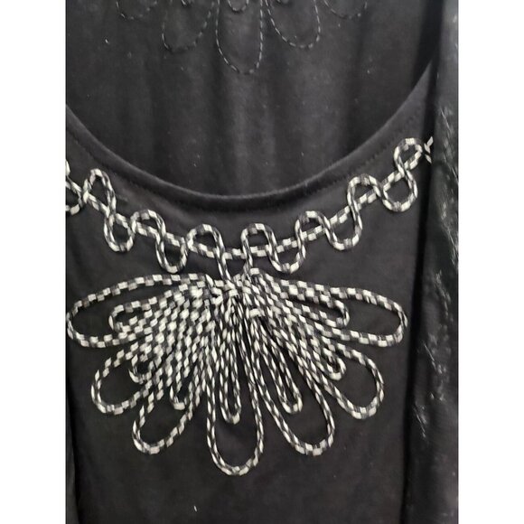 Catherines Womens Black Embroidered Tunic Top Size 1X Mesh Contrast Layered - Picture 3 of 11